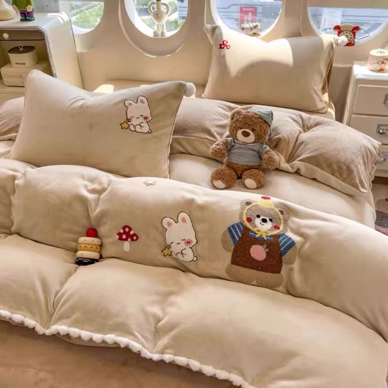 Milk Velvet 4-piece Set - Brown Bear
