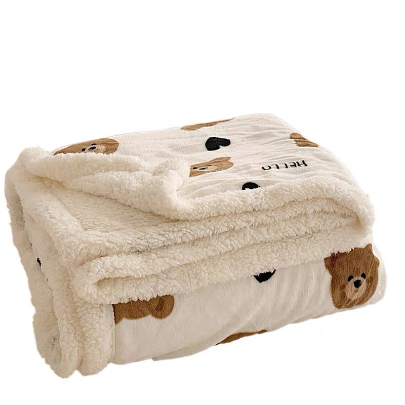 Coral Velvet Blanket - Cute Bear