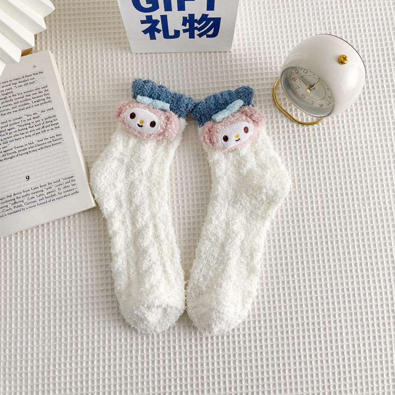Coral Velvet Socks - Sanrio
