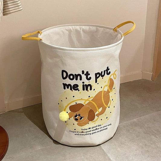Foldable Laundry Basket - Yellow Puppy