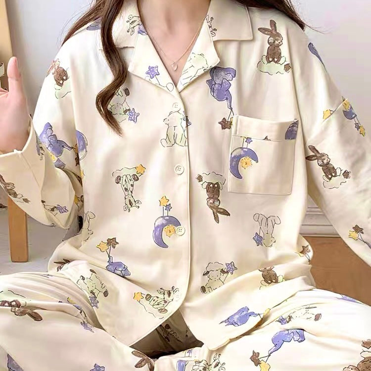 100% Cotton Pyjamas - Goodnight Zoo (With Bra Pads)