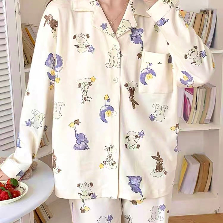 100% Cotton Pyjamas - Goodnight Zoo (With Bra Pads)