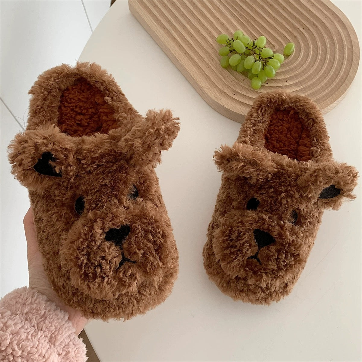 Winter Slippers - Coffee Westie (Men Size)