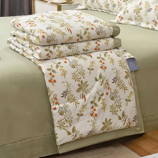 Soybean Fibre Summer Quilt 4-piece Set - Green Blossom