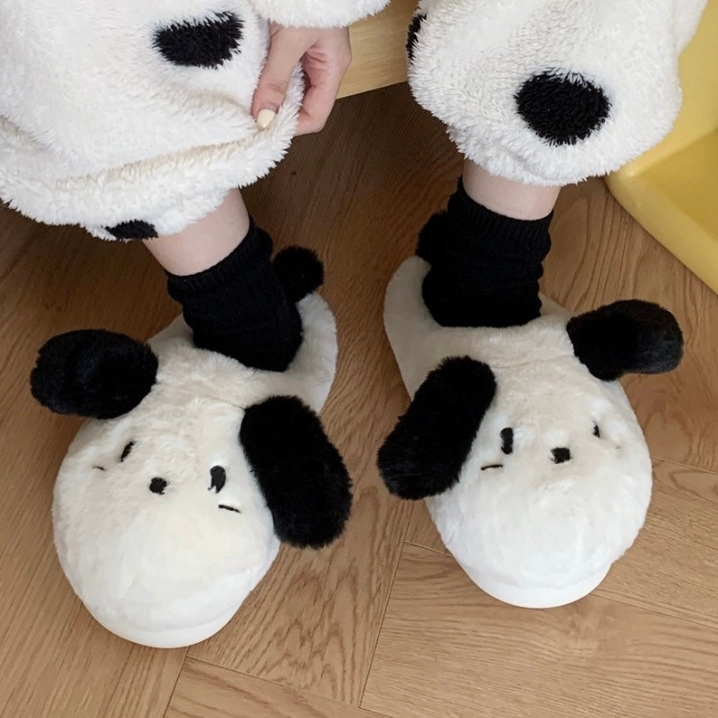 Winter Slippers - Black&White Puppy