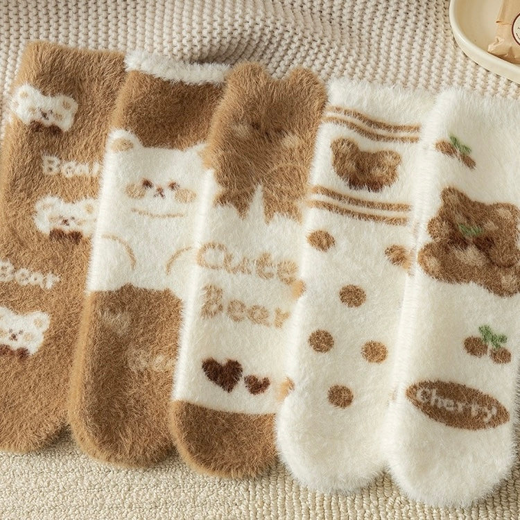 Mink Velvet Socks - Bear (5 Pairs)