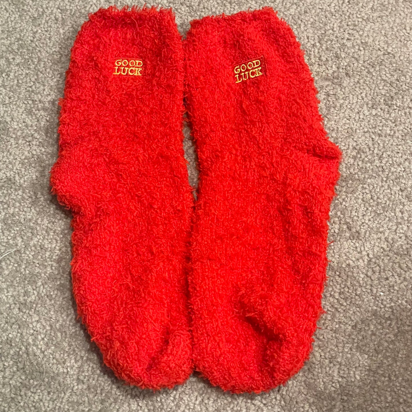 Coral Velvet Socks - Good Luck