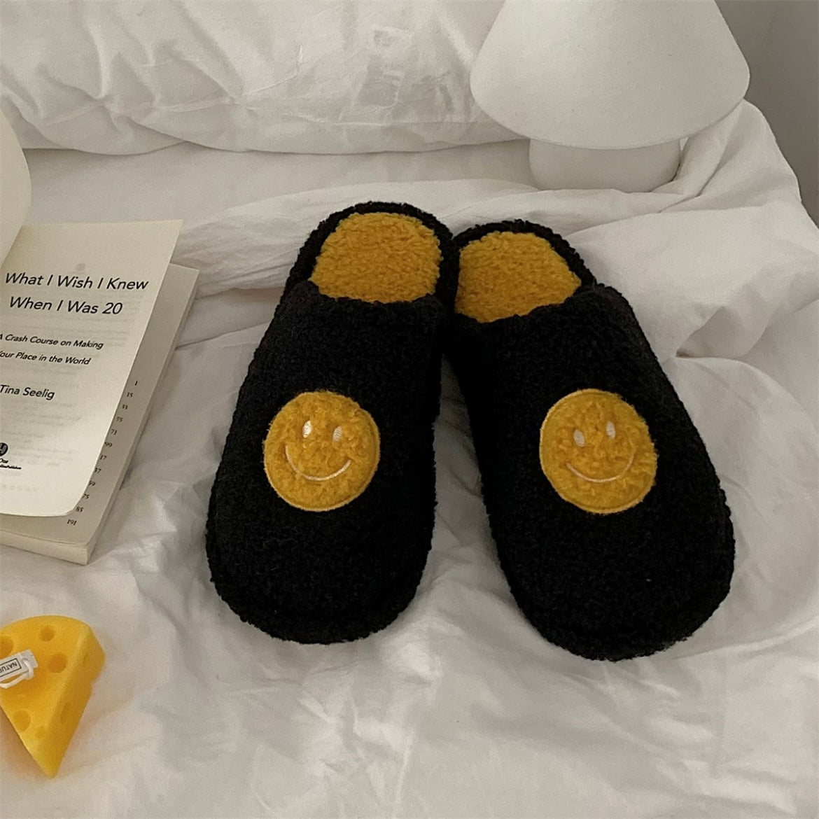 Winter Slippers - Black Smiley Face (Men Size)