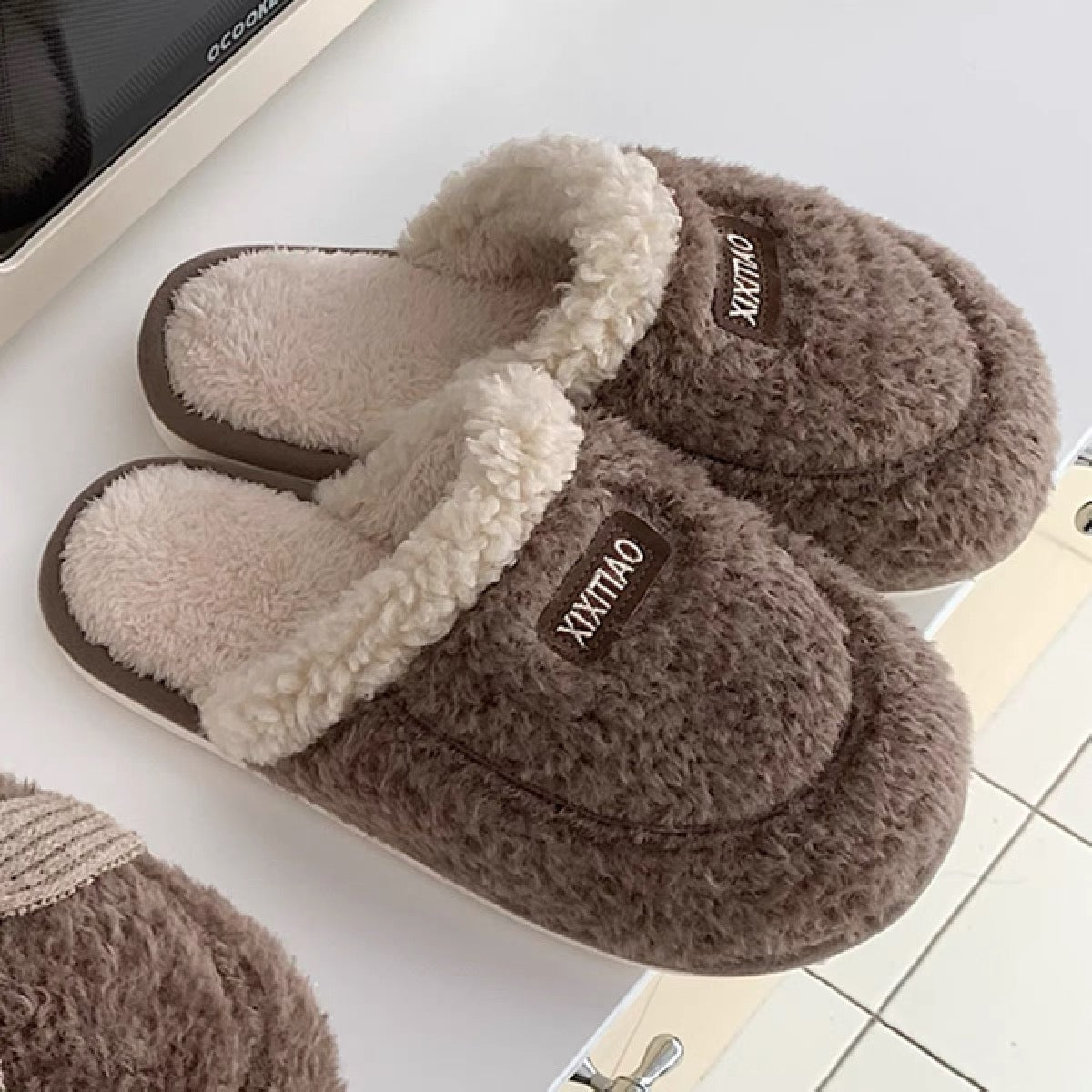 Winter Slippers - Brown Logo (Men Size)