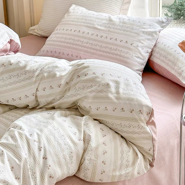 4pcs/set Pure Cotton Milled Cotton 4-piece Set Bed Sheet Quilt Cover Pillowcase 4-piece Set Twin Queen King Size