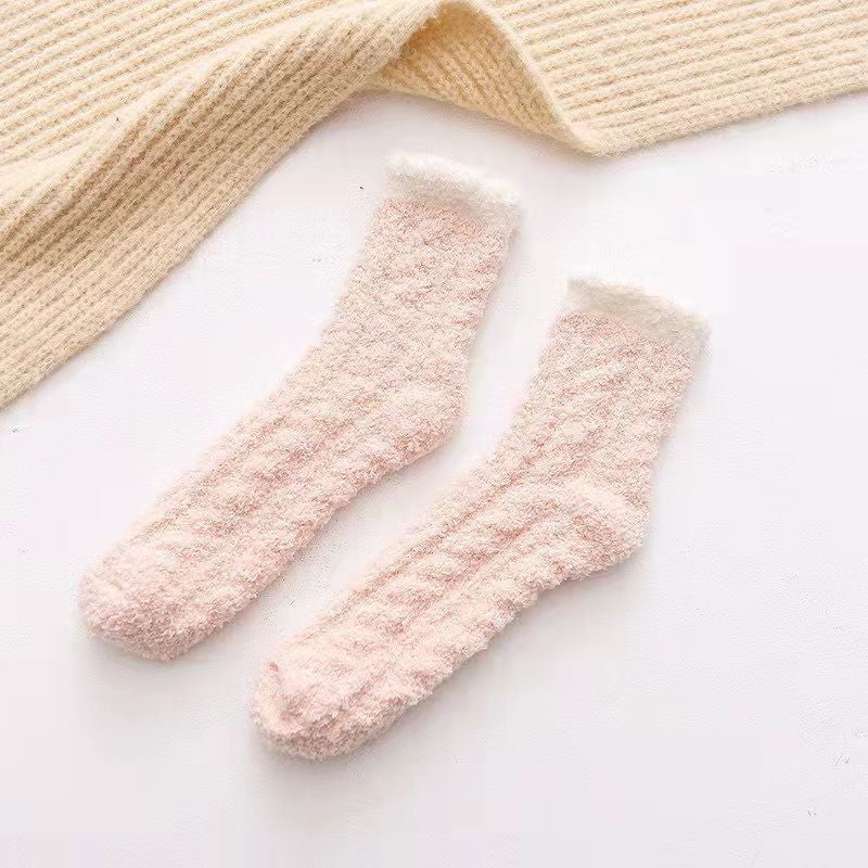 Coral Velvet Socks - Simple Colour