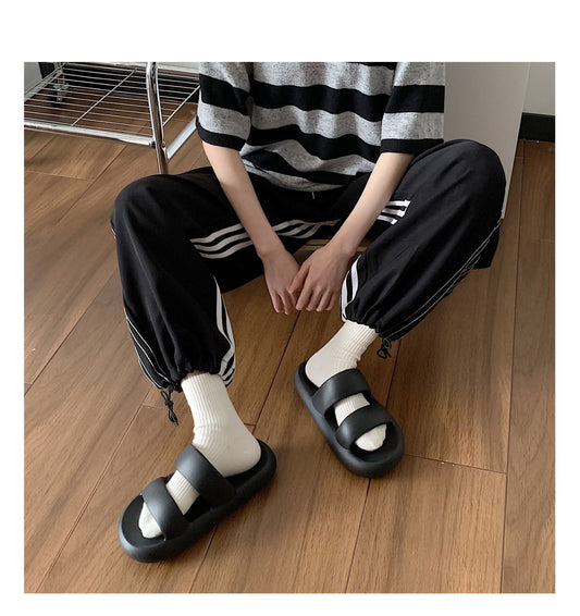 Double-buckle Slippers - Black (Men Size)