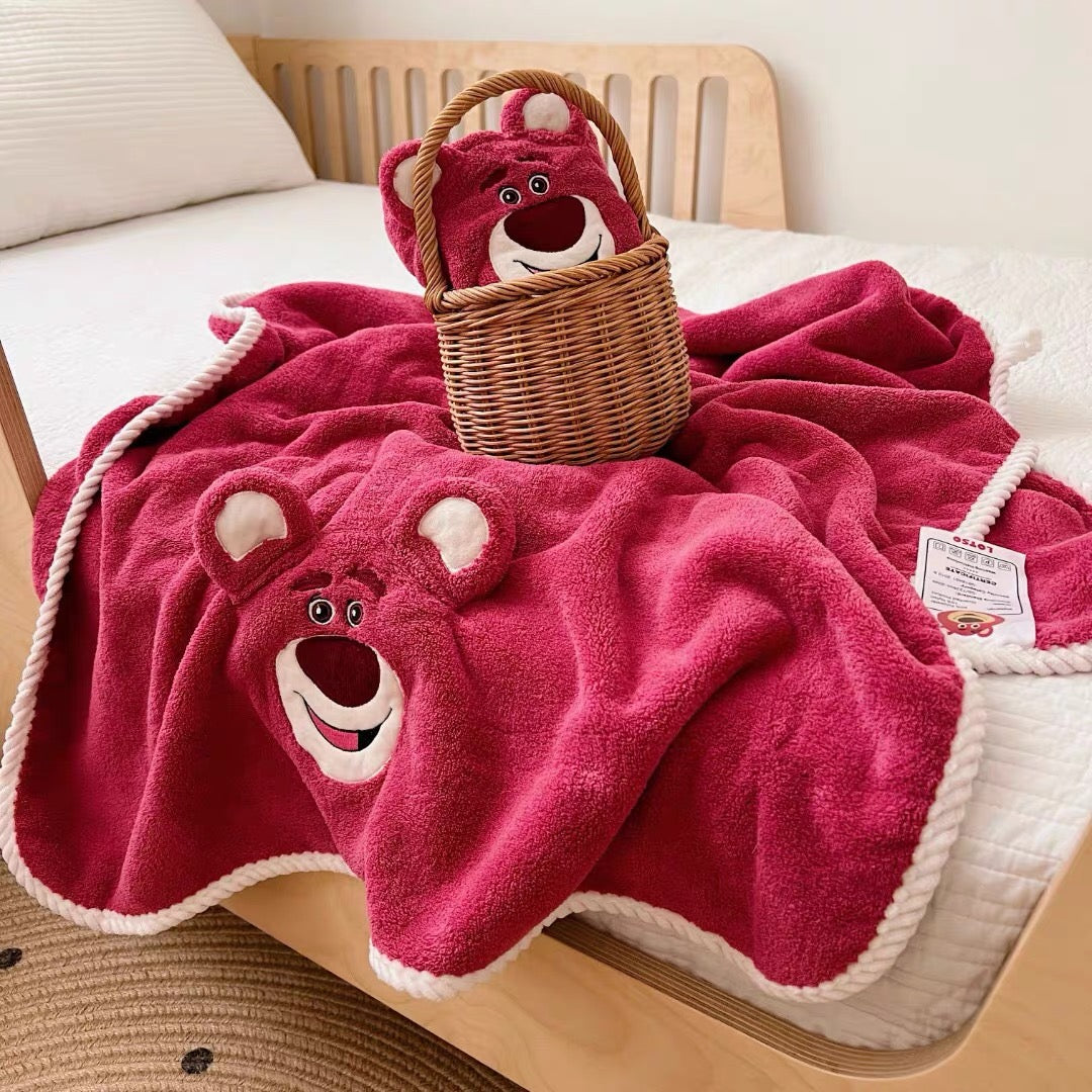 Coral Velvet Towel Set - Lotso Pink/White