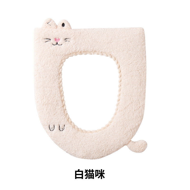 Toilet Seat Cover - White Cat