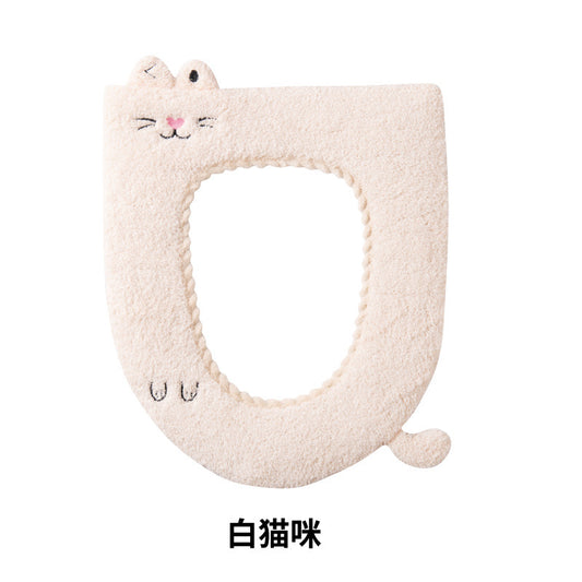 Toilet Seat Cover - White Cat