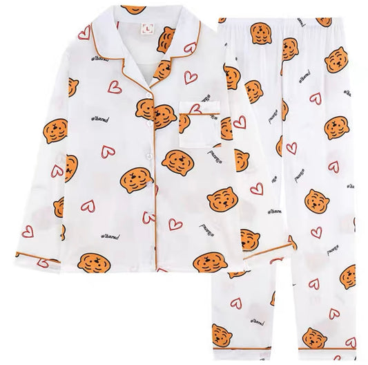 100% Cotton Pyjamas - Cute Tiger Long Sleeves