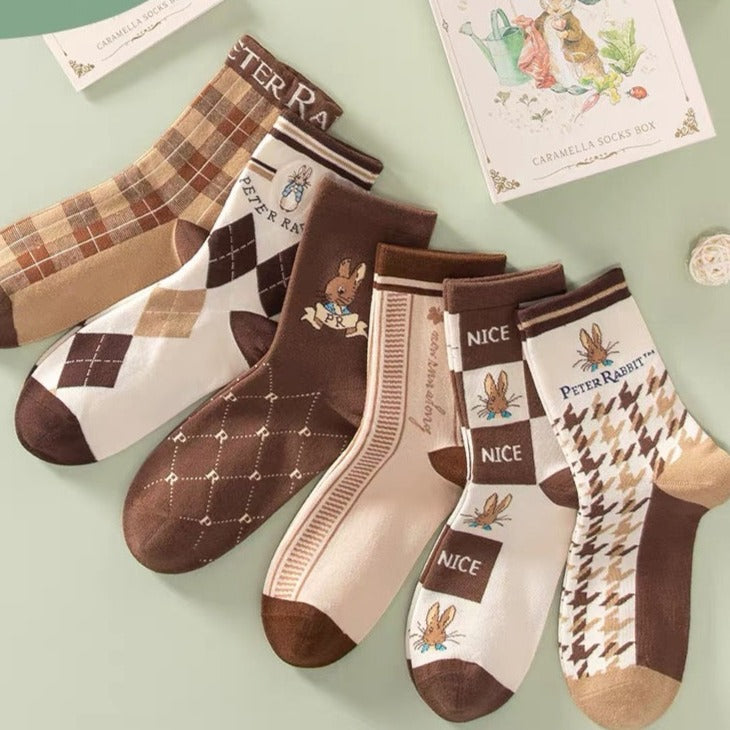 Socks Giftbox - Peter Rabbit Preppy Style Brown