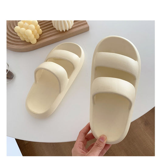 Double-buckle Slippers - Off-white