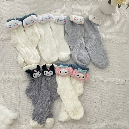 Coral Velvet Socks - Sanrio