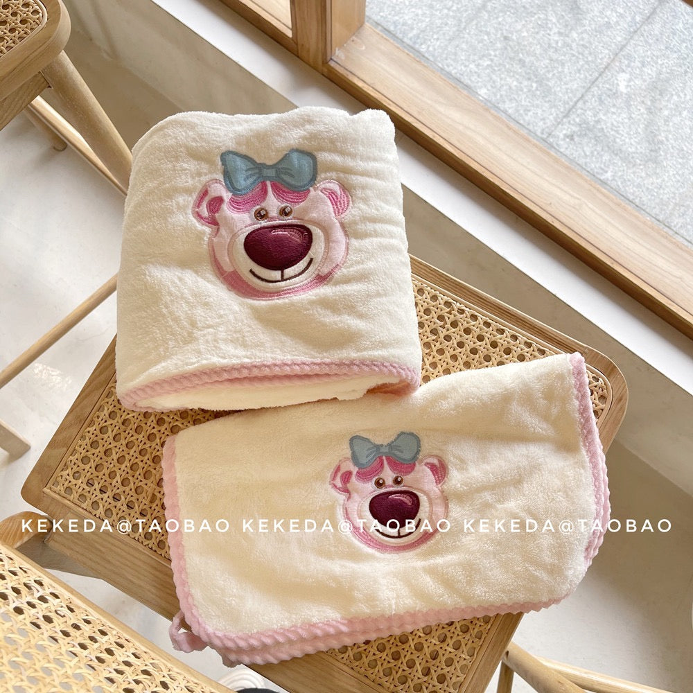 Coral Velvet Towel Set - Lotso Pink/White